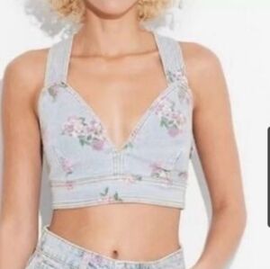 Wild Fable Floral Denim Crop Top